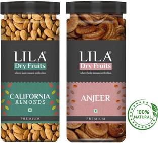 lila dry fruits DRY FRUITS Combo JAR Pack 200 gm [100g x 2] Almonds, Dry Figs ( Badam , Anjeer) Almonds, Figs