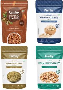 Farmley Dry Fruits Combo Pack Of Popular Almonds Cashews Raisins Walnuts