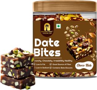 Golden Tree Dry Fruits Delight Date Bites Khajur Barfi Made with Honey, Ghee, Choco Powder Almonds, Cashews, Pistachios, Dates