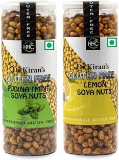 Dr. Kiran's GlutenFree Soya Nuts Pudina,LemonFlavour Healthy High In Protein RoastedNamkeen Soy Nuts