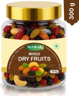 NutroVally Premium Dry Fruits & Nuts Mix | Healthy Snacks | Immunity Booster | Almonds, Cashews, Raisins, Cranberries, Cherries