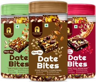 Golden Tree Combo of 3 Premium Classic Nuts, Choco Nuts, Cinnamon Rose Crunch Date Bites Almonds, Cashews, Pistachios, Dates