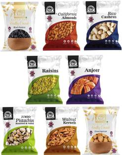 WONDERLAND Foods Dry Fruits Combo Pack with Pistachios, Almond, Cashew, Black Raisins, Anjeer, Golden Raisins,Walnut Kernel, Dried Apricot