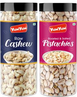YUM YUM Premium Jumbo Pista (150g) and Cashew (150g) 300g Dry Fruits Combo Pack- Pistachios, Cashews
