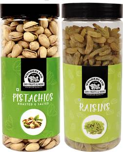 WONDERLAND FOODS Premium Dry Fruits Combo - (Pack of 2 x 500 gram Each) Pistachios, Raisins