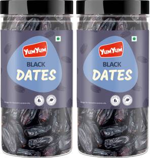 YUM YUM Black Dates 800g | Soft And Chewy Texture Khajur | Khajoor - Dates