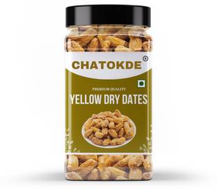 CHATOKDE Yellow Dry Dates | Peela Sukha Khajoor | Dry Chuhara | Pili Kharak 500g Jar Pack Dry Dates