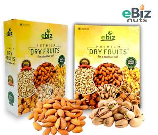 eBiz Healthy Almonds and Pistachios – Fresh, Crunchy Dry Fruits Combo for Energy Almonds, Pistachios