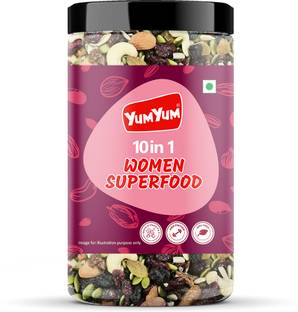 YUM YUM 10 in 1 Women Superfood | Dried Fruits, Nuts & Seeds | Trail Mix | 400g - Assorted Seeds & Nuts