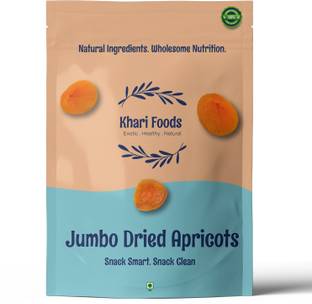 Khari Foods Premium Jumbo Dried Apricots 400g, High Fiber Snacks, No Added Sugar Apricots