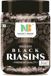 Nature's Bridge Seedless Black Raisins - 200Gm Jar | Kishmish Without Seeds | Dry Grapes Raisins