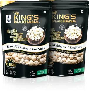 KING'S MAKHANA BIG SIZE Combo Pack 2 Flavored in Zip-Lock Resealable Pouches Fox Nut