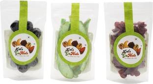 Let's GoNuts Fresh Dried Blueberries, Pomelo & Cranberries 100 Gms Each Assorted Fruit