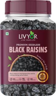 LIVYOR Afghani Seedless Black Raisins | Dry Fruits Raisins