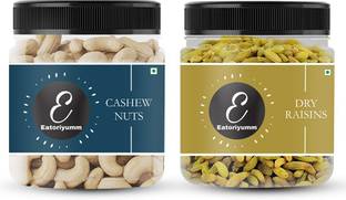 Eatoriyumm Dry Fruits Combo| Cashews + Green Raisins (250g Each) Cashews, Raisins