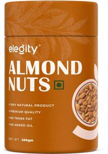Elegity Plain Almonds - Dry fruit Papertube (200gm) | Nutritious & Delicious Badam Almonds