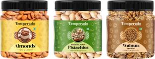 Temperado Almond(250gm),Pistachios(250 gm)& Walnut(250gm) Combo | Badam Pista Akhrot Combo Almonds, Pistachios, Walnuts