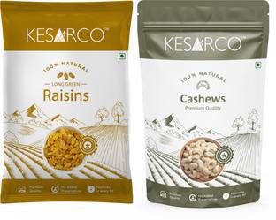 KESARCO Dry Fruits Combo Pack, Cashew & Raisin 200 gm Each, Kaju & Kishmish Pack-400 gm Cashews, Raisins