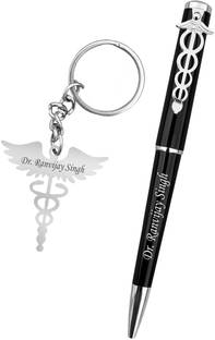 Savri Doctor Pen and Keychain with Name Engraved  Office Set