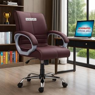 Newturn MAXSON Mid back Work from home/Office/study/desk(WFH) Leather Office Adjustable Arm Chair