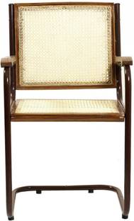 YagleIN S-Type Steel Chair with Teakwood Arm Mesh Office Arm Chair