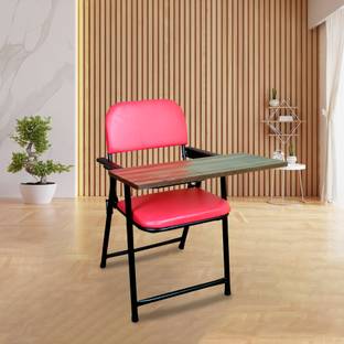 FURNIMAX Leatherette Folding Study Chair With Cushion & Adjustable Writing Pad Cotton Blend Study Arm Chair