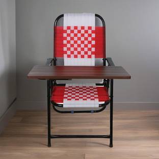 FURNIMAX Folding Study Chair Nylon Heavyduty Niwar Patta Strips & Adjustable Writing Pad Nylon Study Folding Chair