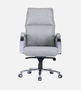 ardasinterior Ergonomic Grey Leatherette Executive Chair Leatherette Office Adjustable Arm Chair