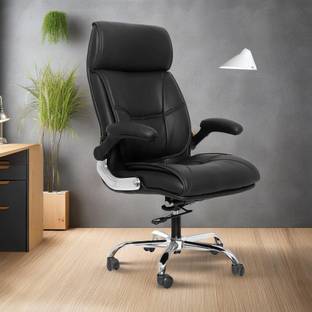 Oakcraft High Back office Leatherette with extra comfort & spacious adjustable Arm Leatherette Office Adjustable Arm Chair