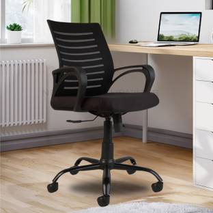 Newturn Boom Heavy Duty Metal Stand Revolving with Spacious Seat Workstation Synthetic Fiber Office Adjustable Arm Chair