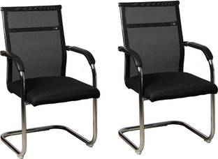 SOMRAJ Exclusive Office Chair Visitor with Steel Frame and Jali Net Back Chair Fabric Office Arm Chair