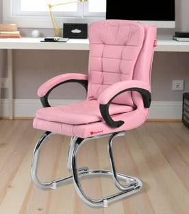 GOYALSON Ergonomic Visitor Chair for Office Home Comfortable & Durable Design Leatherette Office Adjustable Arm Chair