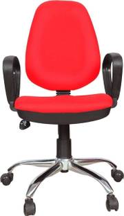 Rajpura 802 Cushioned Medium Back Revolving Chair with push back mechanism in Red Fabric Fabric Office Executive Chair