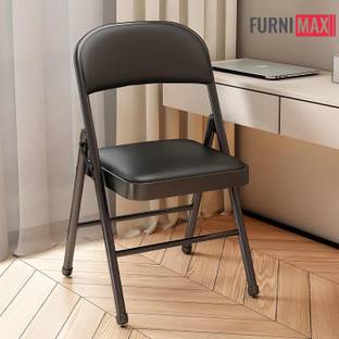 FURNIMAX Folding Study Chair With Cushion Leather Study Folding Chair
