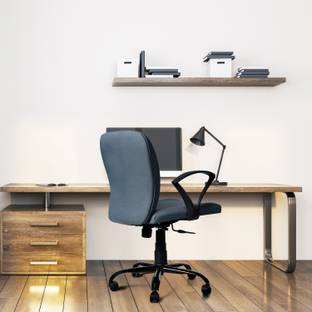 Seventh Heaven Foam Back Office Chair Mid Back with Armrest Fabric Office Arm Chair