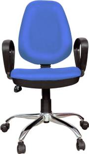 Rajpura 802 Cushioned Medium Back Revolving Chair with push back mechanism in Blue Fabric Office Executive Chair