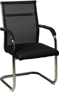 SOMRAJ Exclusive Office Chair Visitor with Steel Frame and Jali Net Back Chair Fabric Office Arm Chair