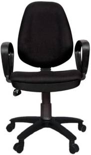 Rajpura 802 Cushioned PP Base Medium Back Revolving Chair with push back mechanism in Black Fabric (Black) Fabric Office Executive Chair