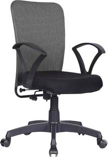 MAESTRO Office Arm Chair with Metallic Frame, Mesh Back, Nylon Base,& Adjustable Handle Fabric Office Arm Chair