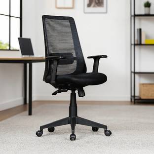 VRIKSHH Mid Back Office Chair|Computer Chair With Headrest| Chair for Long Sitting | Mesh Office Adjustable Arm Chair