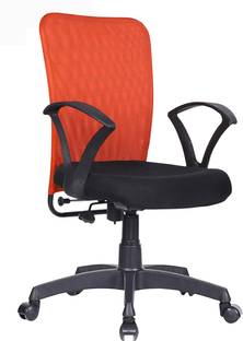 MAESTRO Office Arm Chair with Metallic Frame, Mesh Back, Nylon Base,& Adjustable Handle Fabric Office Arm Chair