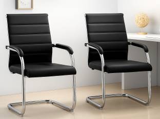Decent Hut Leather Office Study Computer Library Visitor Chair with Arm Rest Fabric Office Visitor Chair