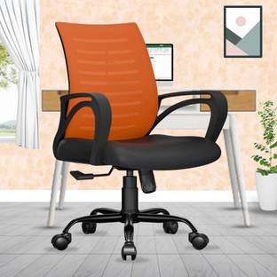 beaatho Verona Mid Back Sturdy Metal Base Nylon Mesh Revolving Chair Mesh Office Executive Chair
