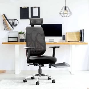 CELLBELL CELLBELL C190 Berlin High Back Executive Chair with Footrest, 3D Armrest, Black Mesh Office Adjustable Arm Chair