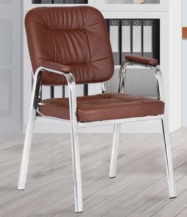 Da URBAN Dalton Brown With Arms | Heavy Duty Frame| Study Chair | Leatherette Office Visitor Chair