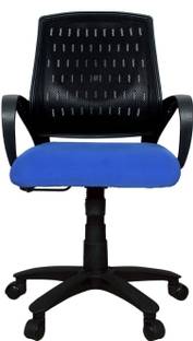 Rajpura Smart Medium Back Revolving Chair with Centre Tilt mechanism in Blue Fabric and Black mesh/net back Fabric Office Executive Chair