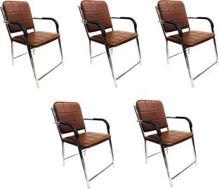 SOMRAJ Office Visitor Chair with arm Rest with Steel Frame and Cushioned seat Back Leatherette Office Visitor Chair
