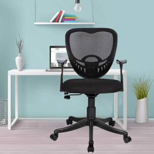 SAVYA HOME Delta Plus Ergonomic Office Chair|Height Adjustable & Upholstered Seat|Mid Back, Fabric Office Executive Chair