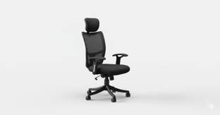 MAESTRO High Duty Elegant Black High Back Executive Office Boss with Chrome Arms Fabric Office Arm Chair