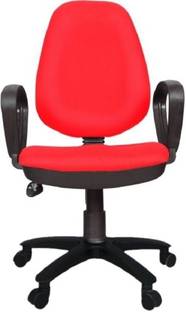 Rajpura Rajpura 802 Cushioned PP Base Medium Back Revolving Chair with push back mechanism in Red Fabric Office Executive Chair (Red) Fabric Office Executive Chair